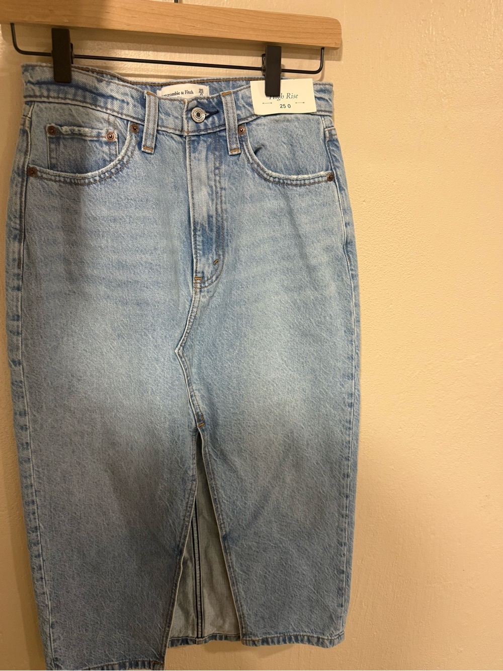Abercrombie & Fitch Light Blue Denim Midi Skirt
